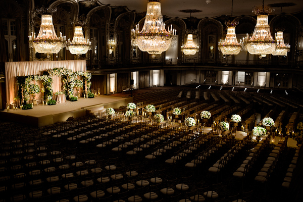 wedding photo by Bob and Dawn Davis Photography, chandeliers, ceremony seating